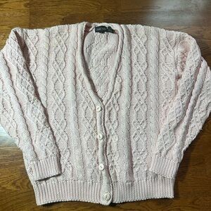 JEANNE PIERRE Light Pink Cable Knit Cardigan